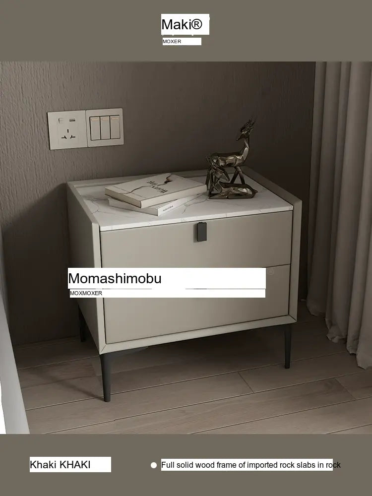 MOXER Lysandra Elegant Leather & Wood Minimalist Bedside Cabinet from MOXER
