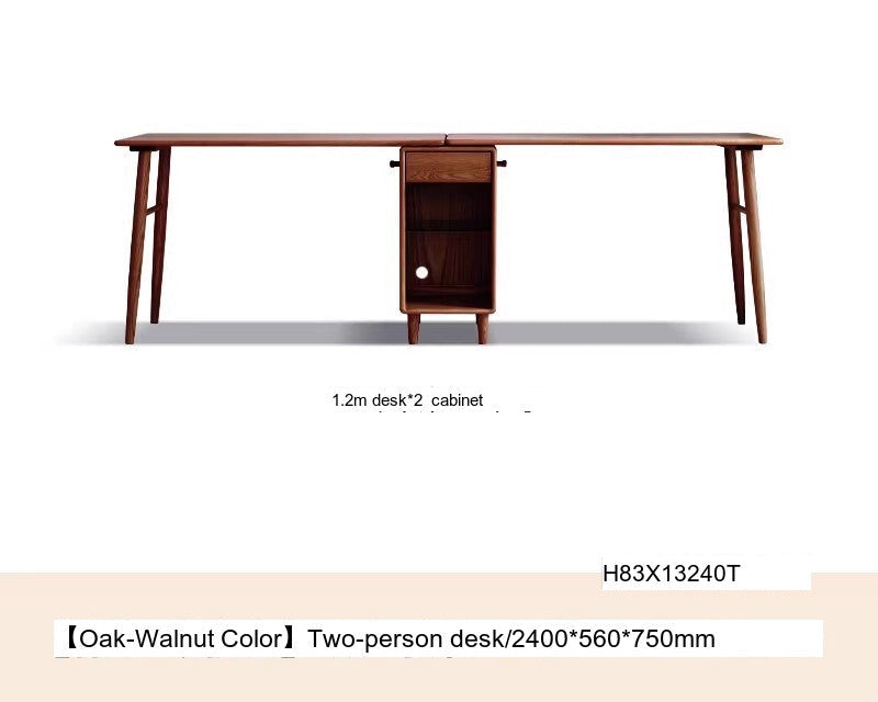GENJI Amara Sleek Solid Wood Double Desk Bookcase from GENJI