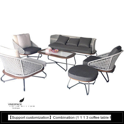 RATTAN SPACE Elysium Waterproof Natural Wood Footstool Set from RATTAN SPACE