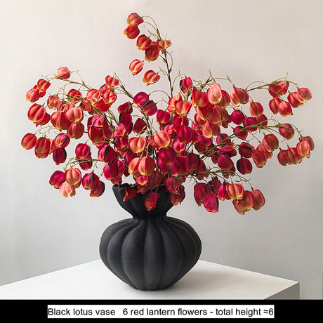 LIVETAI Isadora Elegant Black Ceramic Vase Decor from LIVETAI