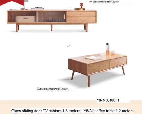 GENJI Ishtar Modern Oak Storage Cabinet and Coffee Table Combo. from GENJI