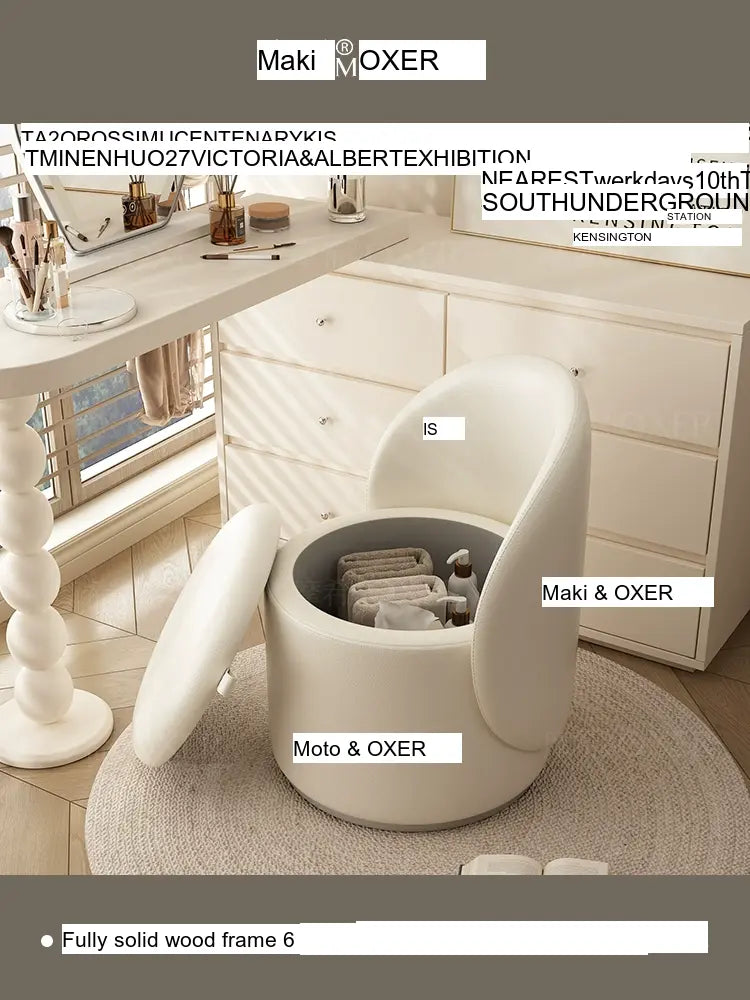 MOXER Elowen Elegant Genuine Leather Rotating Makeup Stool from MOXER