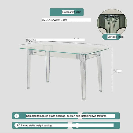 ABOUT WHITE Santiago Scandinavian Minimalist Glass Dining Table from ABOUT WHITE