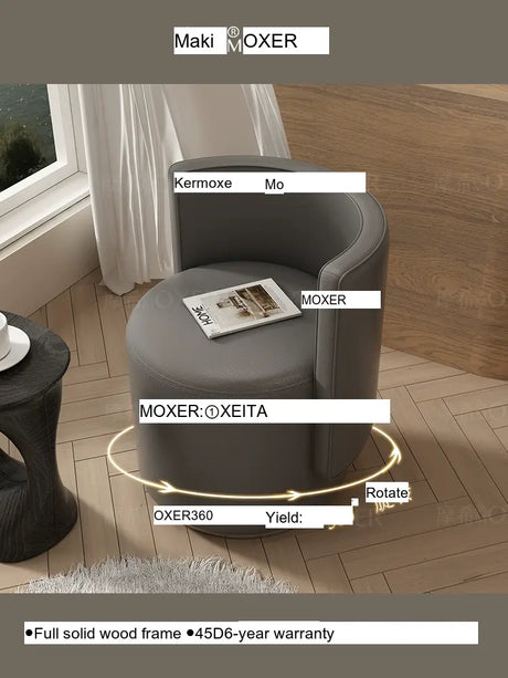 MOXER Sienna High-Grade Leather Solid Wood Makeup Stool from MOXER