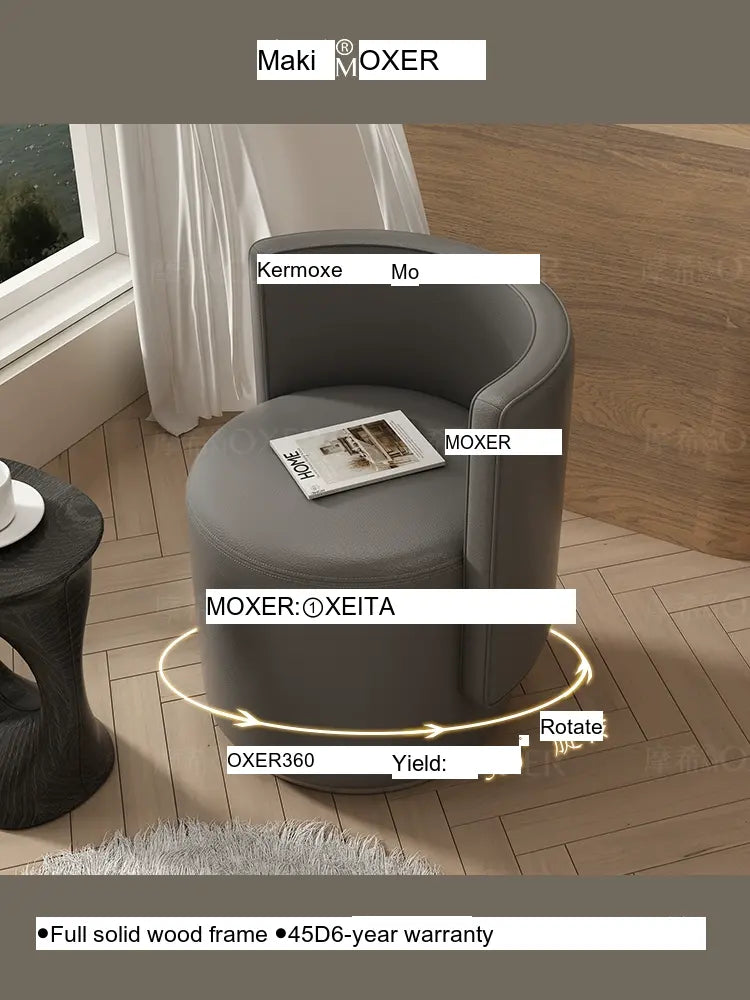 MOXER Sienna High-Grade Leather Solid Wood Makeup Stool from MOXER
