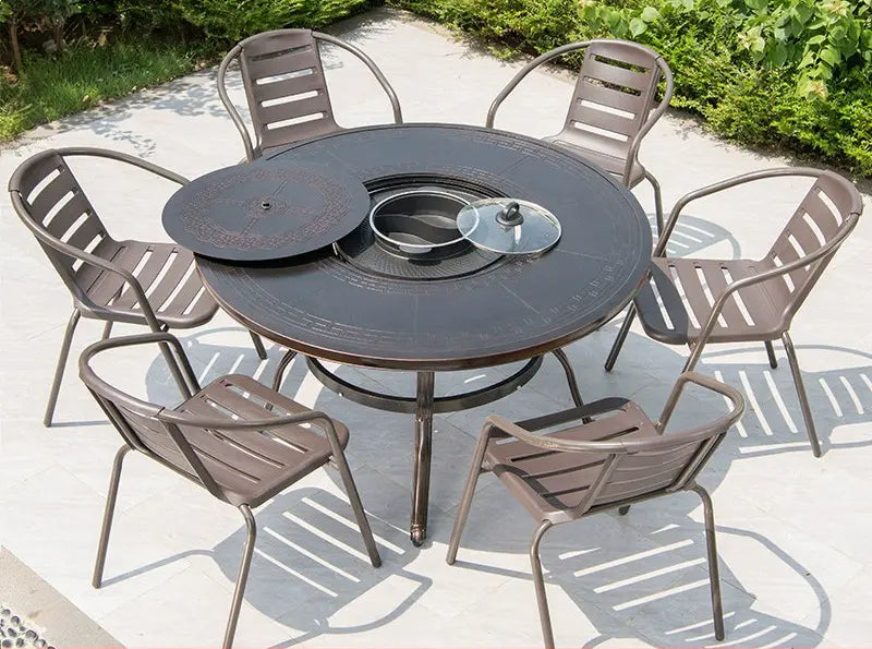 MOJIA Fenwick Luxury Outdoor BBQ & Hot Pot Table with Minimalist Design from MOJIA