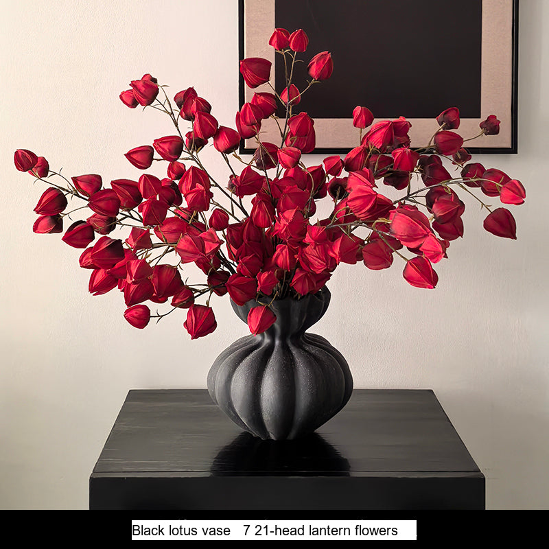 LIVETAI Isadora Elegant Black Ceramic Vase Decor from LIVETAI