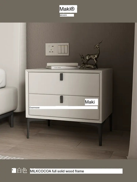 MOXER Lysandra Elegant Leather & Wood Minimalist Bedside Cabinet from MOXER