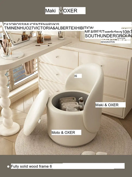 MOXER Elowen Elegant Genuine Leather Rotating Makeup Stool from MOXER