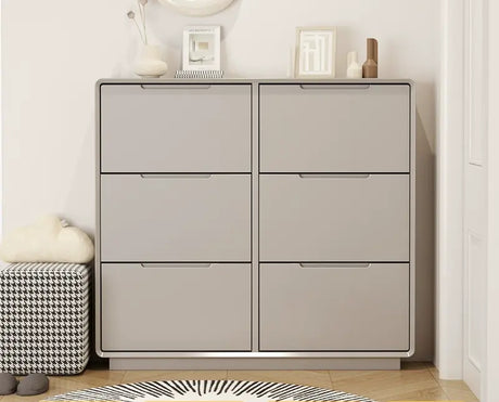 LINYUE Elara Minimalist Cream Flip Shoe Cabinet from LINYUE