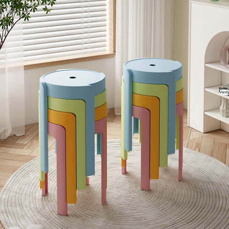 A&D Leonardo Stackable Thick Circular Modern Plastic Stool from A&D