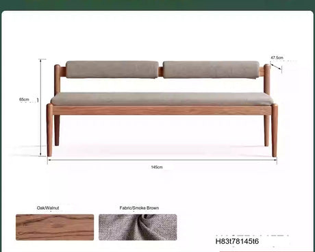 GENJI Haruki Elegant Solid Oak Dining Bench from GENJI