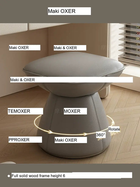 MOXER Santiago Retro Cream Leather Rotatable Stool from MOXER