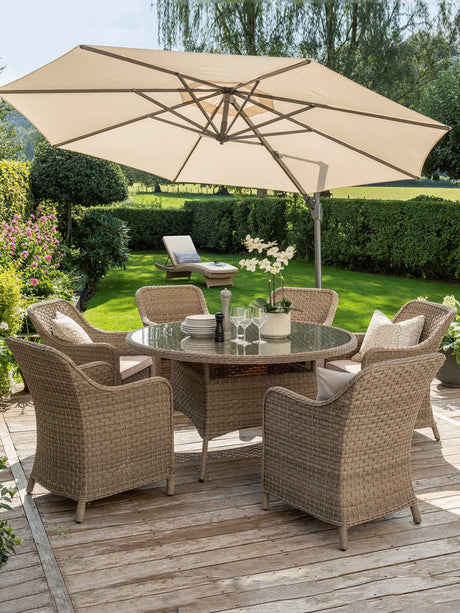 DIME GARDEN Callista Elegant Patio Umbrella Dining Set from DIME GARDEN