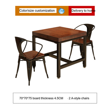 WEIMEI Marcellus Rustic Natural Wooden Square Milk Tea Table High Chair from WEIMEI
