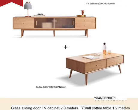 GENJI Ishtar Modern Oak Storage Cabinet and Coffee Table Combo. from GENJI