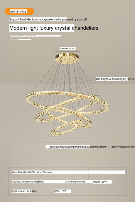 YDZM Marisol Elegant Crystal Country House Ceiling Lamp from YDZM