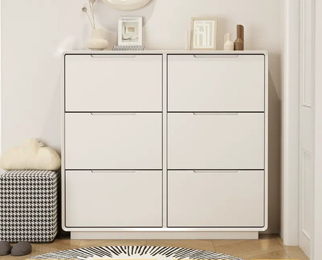 LINYUE Elara Minimalist Cream Flip Shoe Cabinet from LINYUE