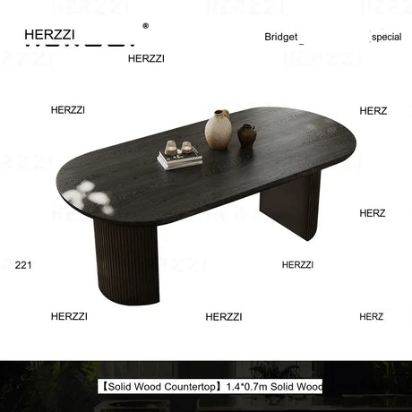 HERZZI Alaric Rustic Elegant Black Oval Dining Set from HERZZI