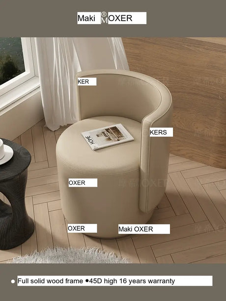 MOXER Sienna High-Grade Leather Solid Wood Makeup Stool from MOXER