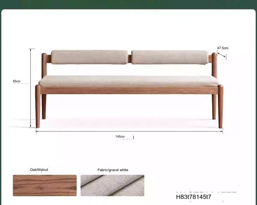 GENJI Haruki Elegant Solid Oak Dining Bench from GENJI