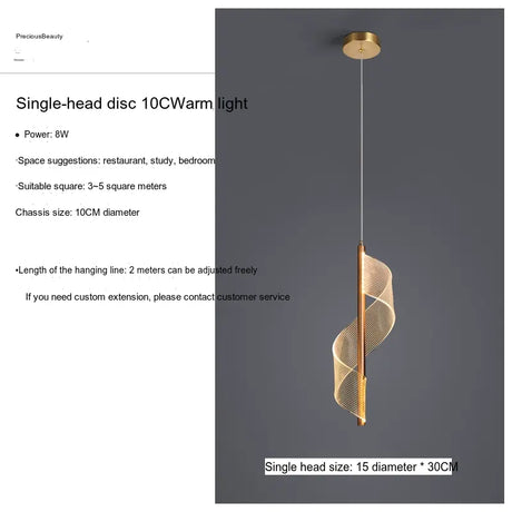YDZM Amara Sleek Scandinavian Modern Pendant Ceiling Lamp from YDZM