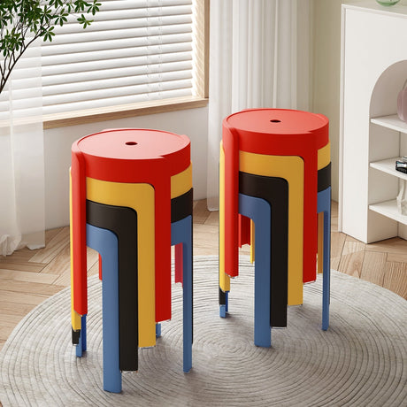 A&D Leonardo Stackable Thick Circular Modern Plastic Stool from A&D