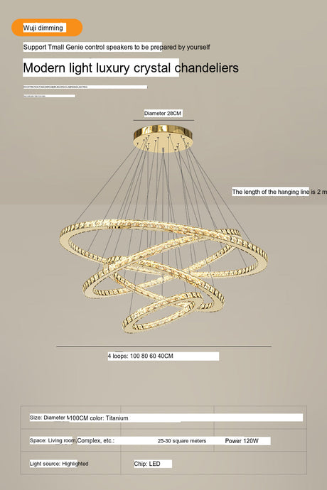 YDZM Marisol Elegant Crystal Country House Ceiling Lamp from YDZM