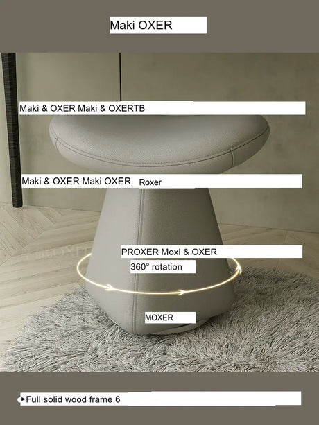 MOXER Iskandar Opulent Leather Upholstered Dressing Stool from MOXER