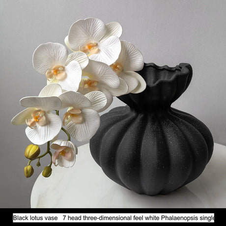 LIVETAI Isadora Elegant Black Ceramic Vase Decor from LIVETAI