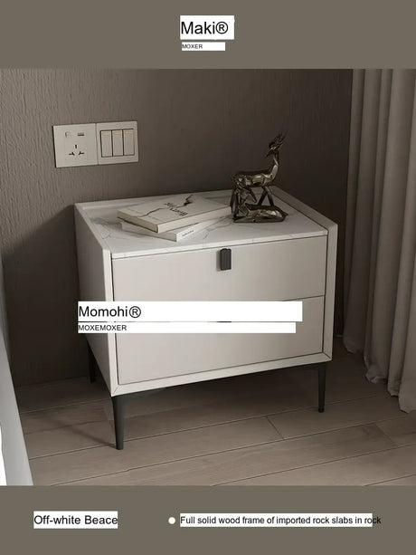 MOXER Lysandra Elegant Leather & Wood Minimalist Bedside Cabinet from MOXER