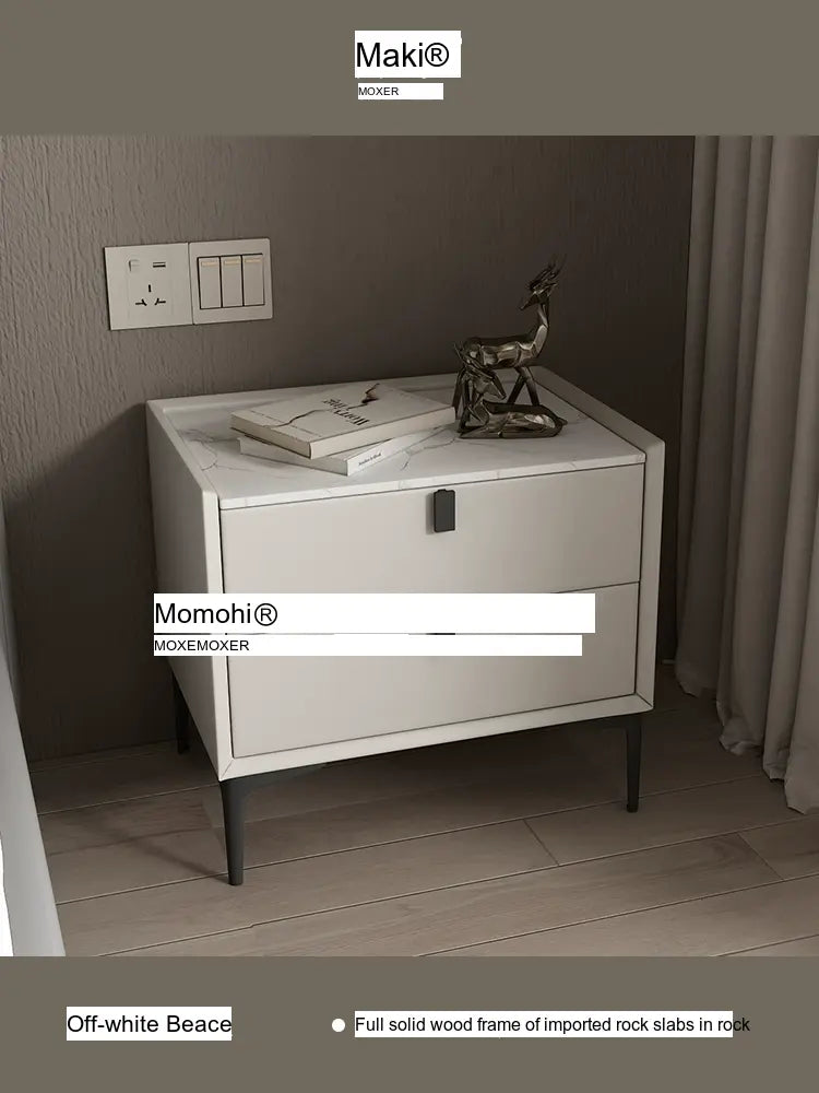 MOXER Lysandra Elegant Leather & Wood Minimalist Bedside Cabinet from MOXER