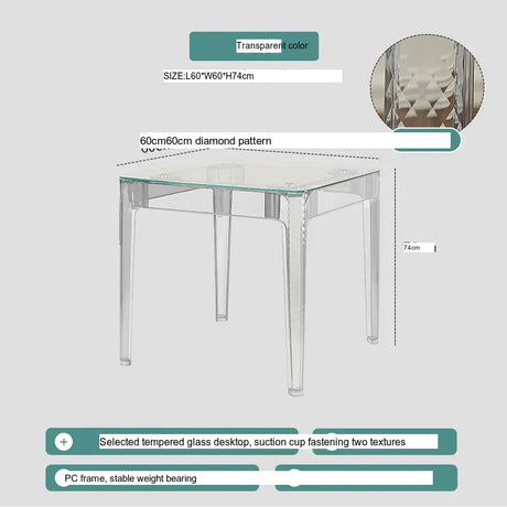 ABOUT WHITE Santiago Scandinavian Minimalist Glass Dining Table from ABOUT WHITE