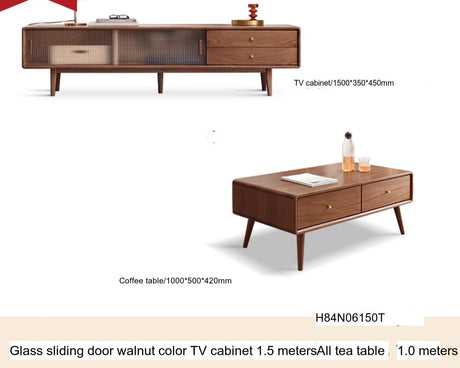 GENJI Ishtar Modern Oak Storage Cabinet and Coffee Table Combo. from GENJI