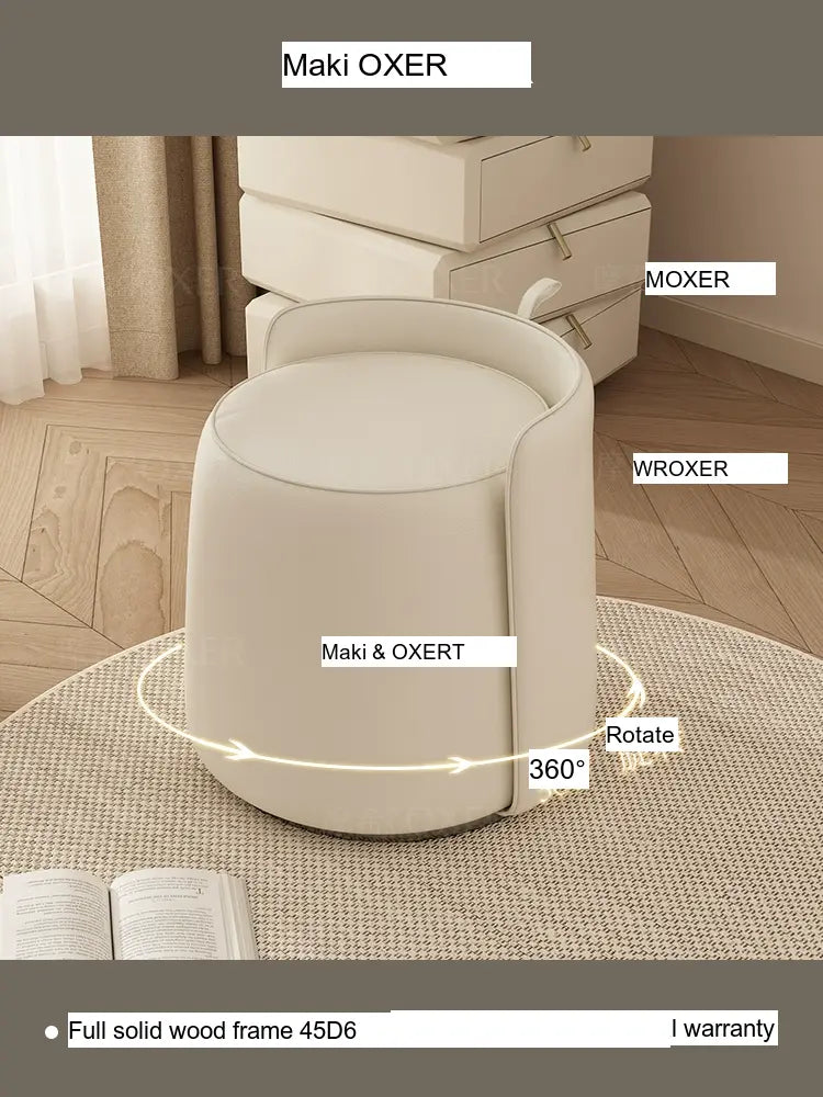 MOXER Calliope Luxe Genuine Leather Rotating Makeup Stool from MOXER