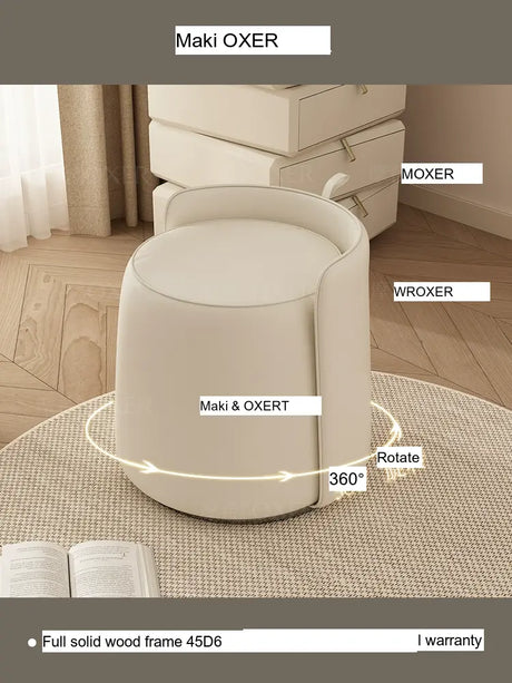 MOXER Calliope Luxe Genuine Leather Rotating Makeup Stool from MOXER