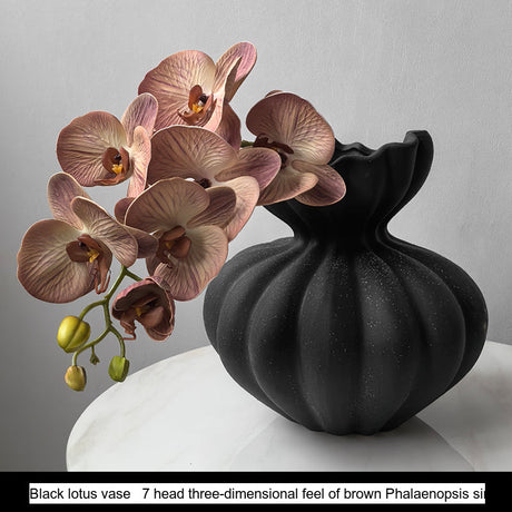 LIVETAI Isadora Elegant Black Ceramic Vase Decor from LIVETAI