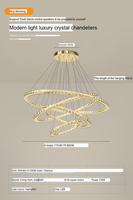 YDZM Marisol Elegant Crystal Country House Ceiling Lamp from YDZM
