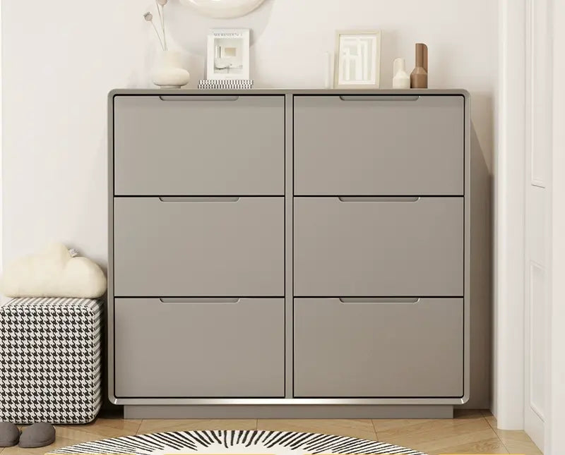 LINYUE Elara Minimalist Cream Flip Shoe Cabinet from LINYUE