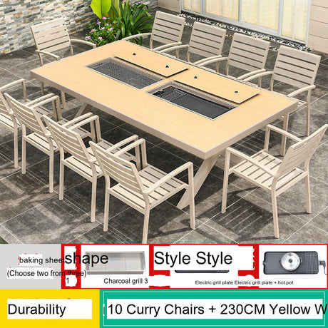 MOJIA Eulalia Wood-Grain Aluminum Barbecue Table for Stylish Courtyards from MOJIA