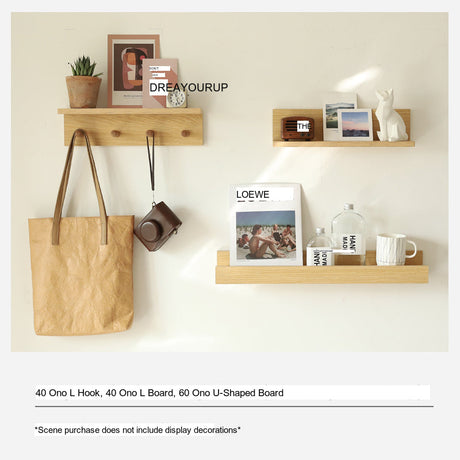 OGI NO RYOHIN Wall-Hung Shelf with Solid Wood Hooks from HOBBYTREE