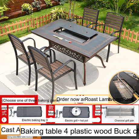 MOJIA Sylvan Spacious BBQ Dining Set with Smokeless Electric Grill from MOJIA