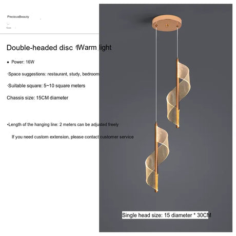 YDZM Amara Sleek Scandinavian Modern Pendant Ceiling Lamp from YDZM