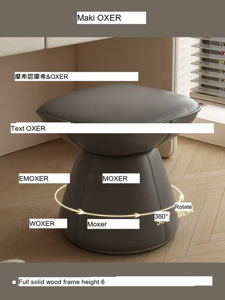 MOXER Santiago Retro Cream Leather Rotatable Stool from MOXER