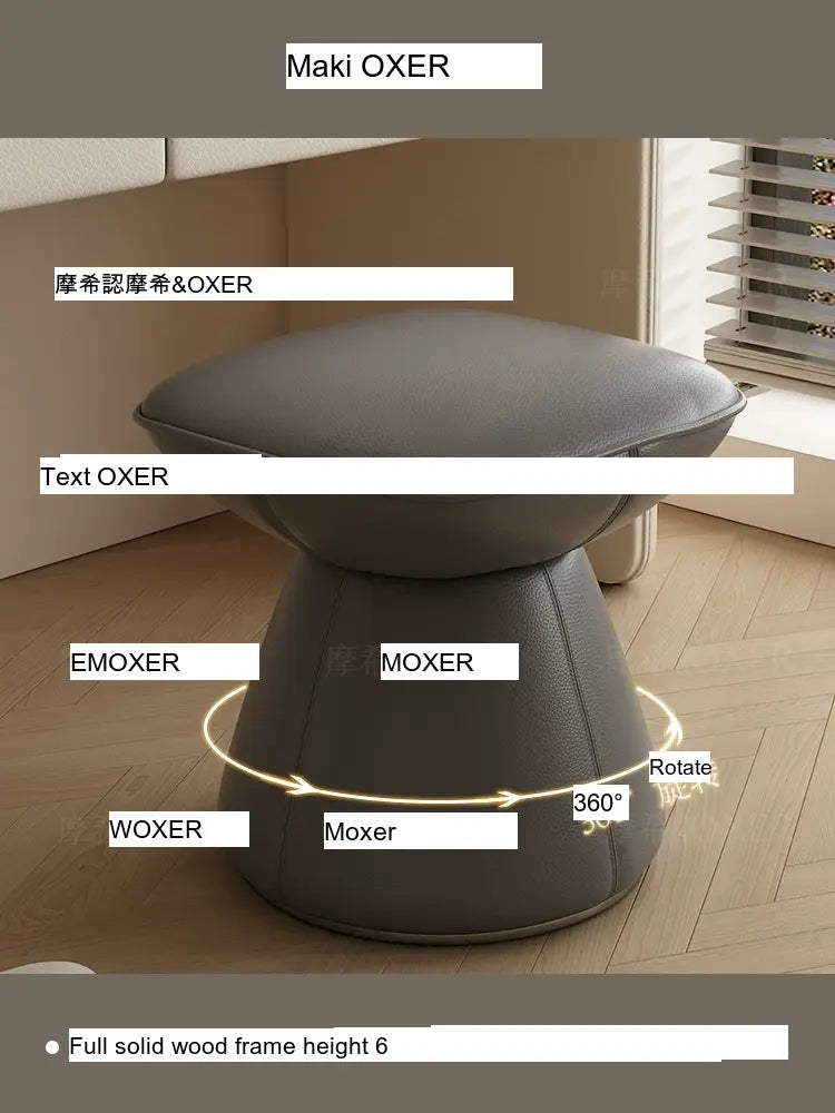 MOXER Santiago Retro Cream Leather Rotatable Stool from MOXER
