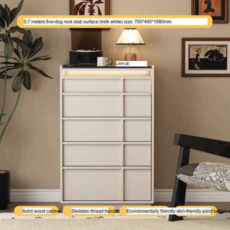 LINYUE Bennett Retro Solid Wood Multi-Drawer Cabinet from LINYUE