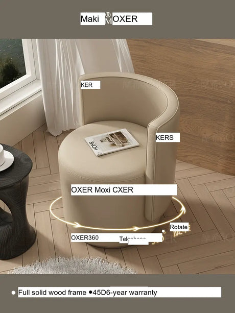 MOXER Sienna High-Grade Leather Solid Wood Makeup Stool from MOXER