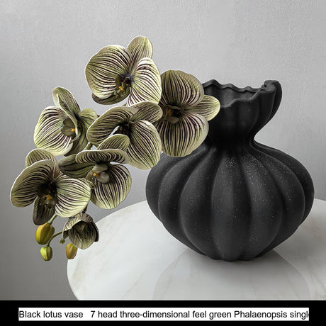 LIVETAI Isadora Elegant Black Ceramic Vase Decor from LIVETAI
