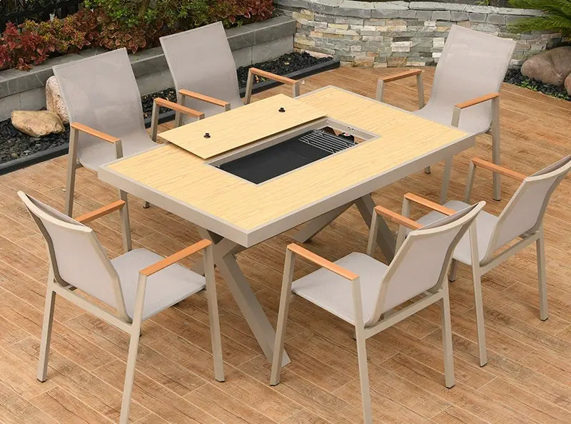 MOJIA Corvus Round Outdoor Barbecue Table with Smokeless Grill from MOJIA