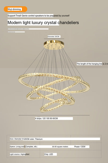 YDZM Marisol Elegant Crystal Country House Ceiling Lamp from YDZM